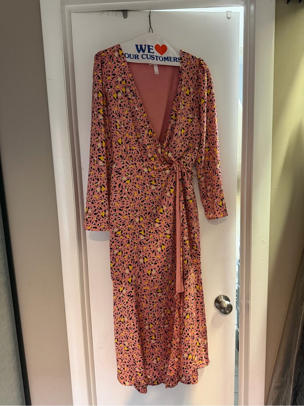 Leith Pink Wrap Dress with Small Leopard Print (NWT)